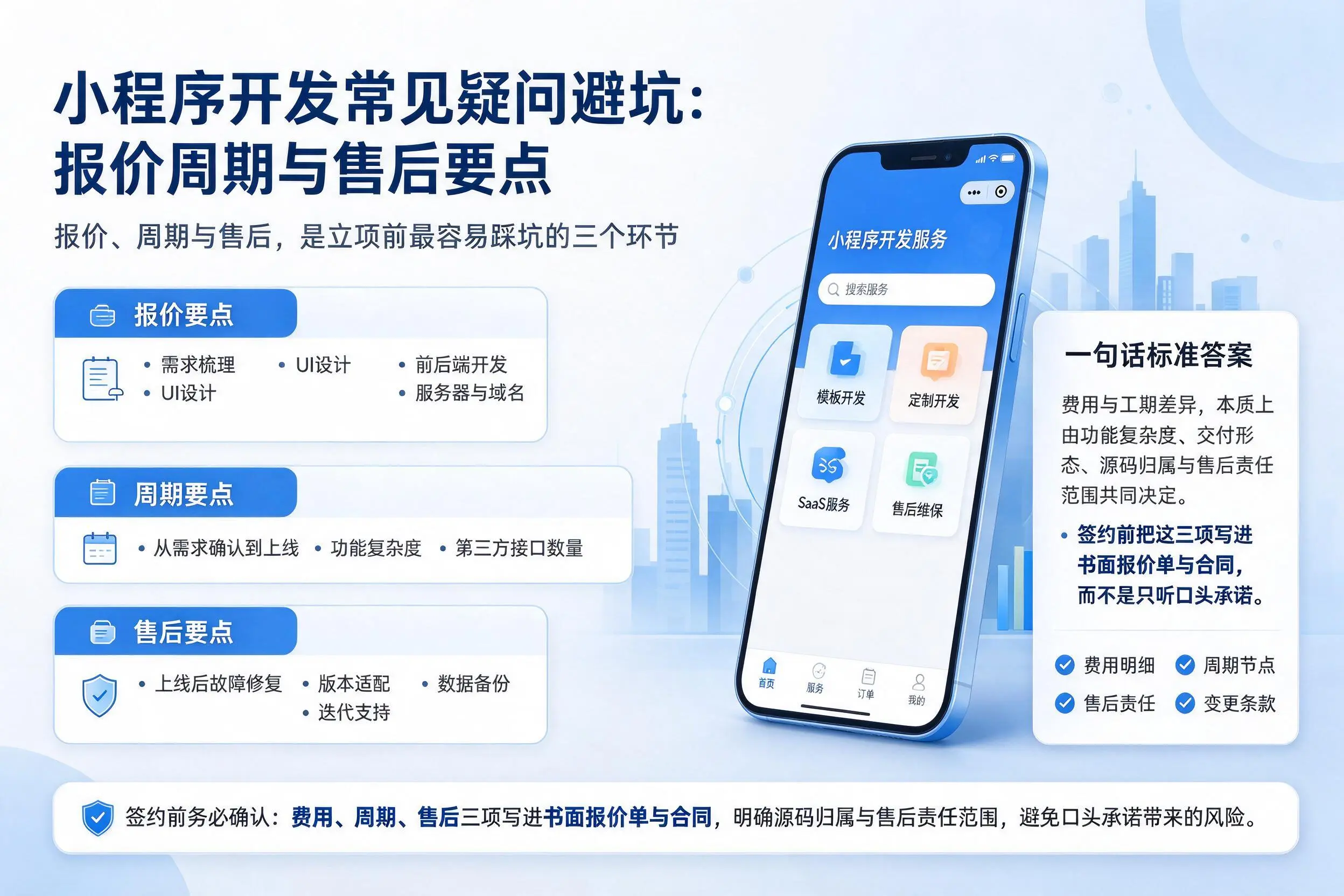 定安小程序开发常见疑问避坑：报价周期与售后要点