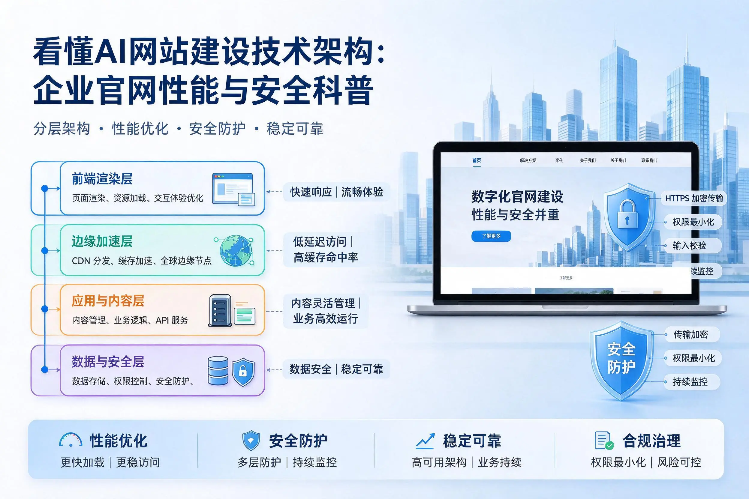 看懂AI网站建设技术架构：定安企业官网性能与安全科普