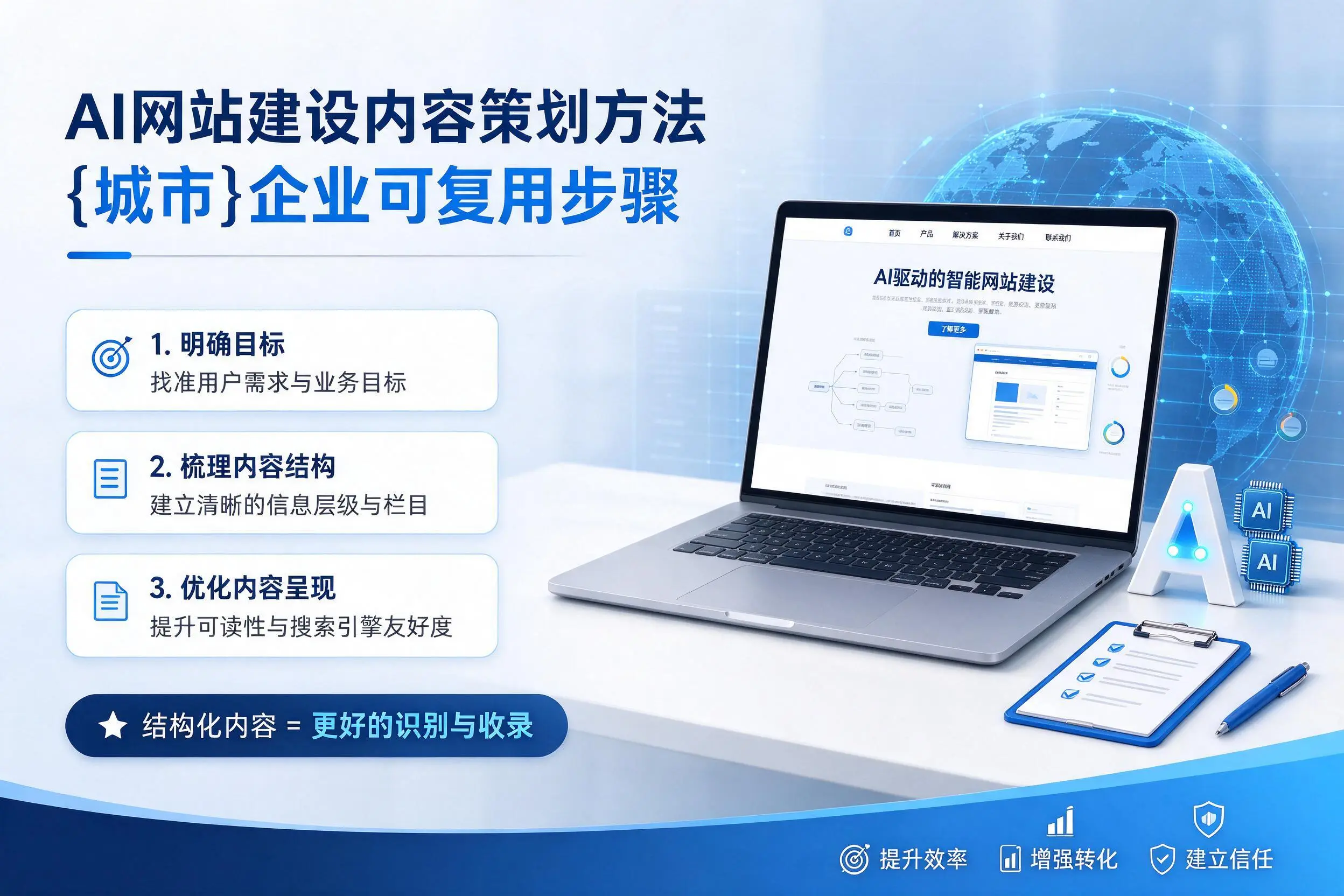 AI网站建设内容策划方法，定安企业可复用步骤