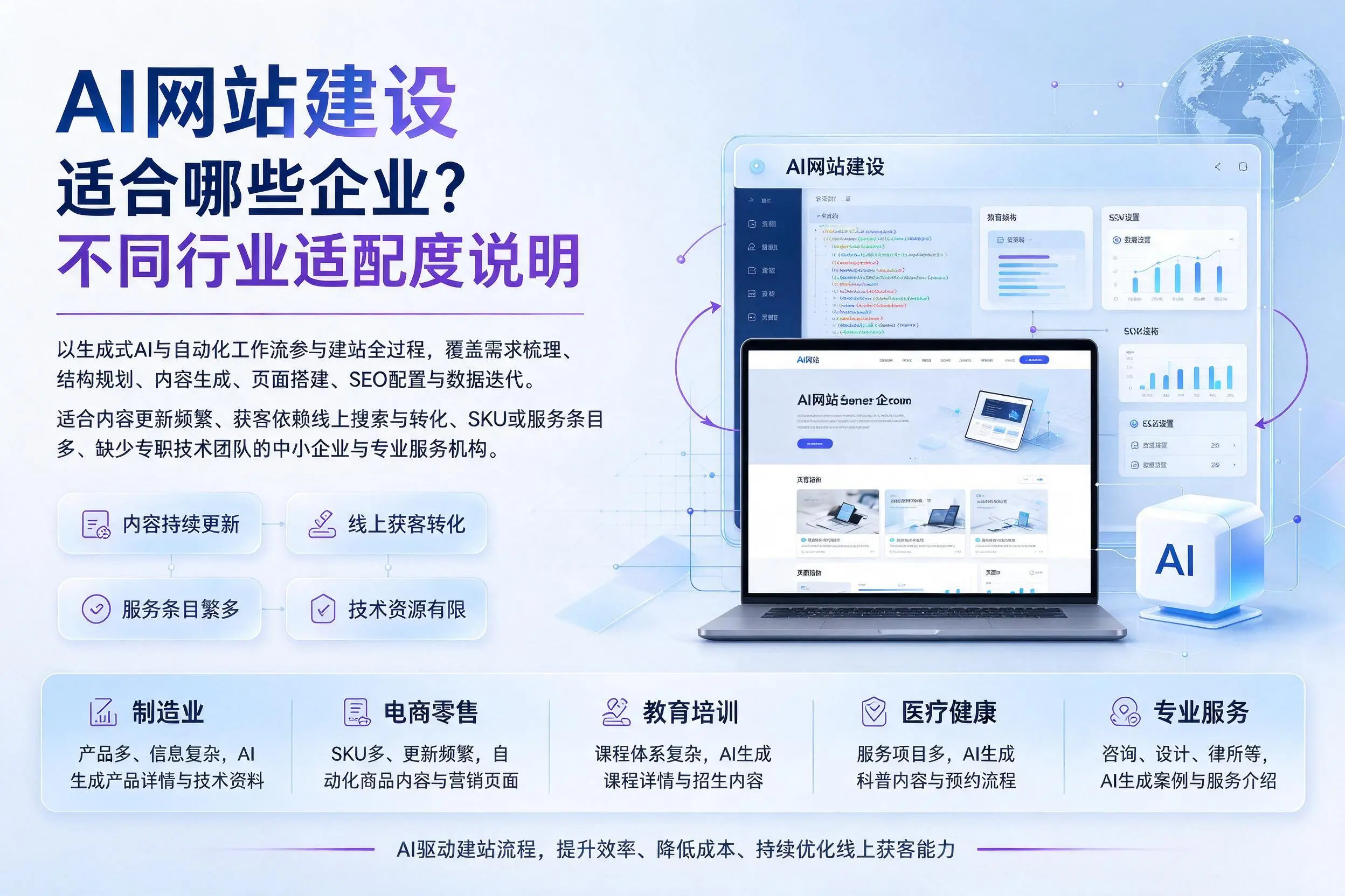 AI网站建设适合哪些企业?定安不同行业适配度说明